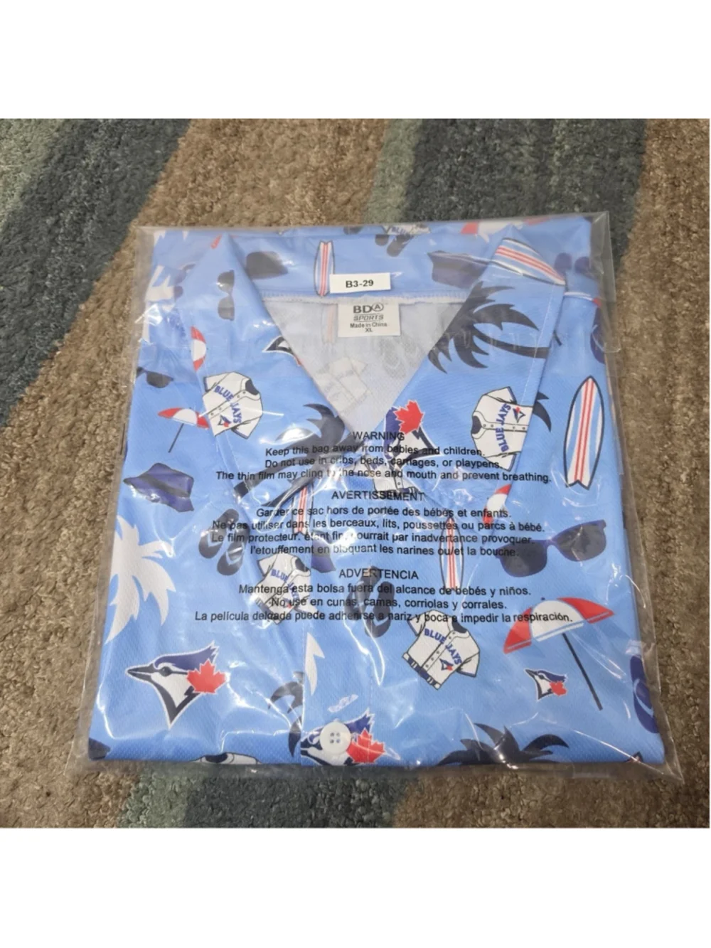 MLB Toronto Blue Jays Hawaiian Beach Themed Button Up Shirt Adult XL